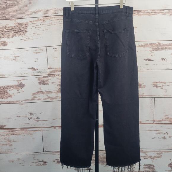Reformation Emma Wide Leg Black Jeans Raw Hem Size 31 - Picture 2 of 10
